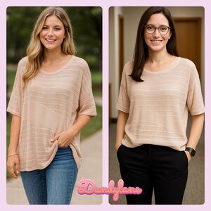 White House Black Market Blush Short Sleeve light Weight Sweater Size